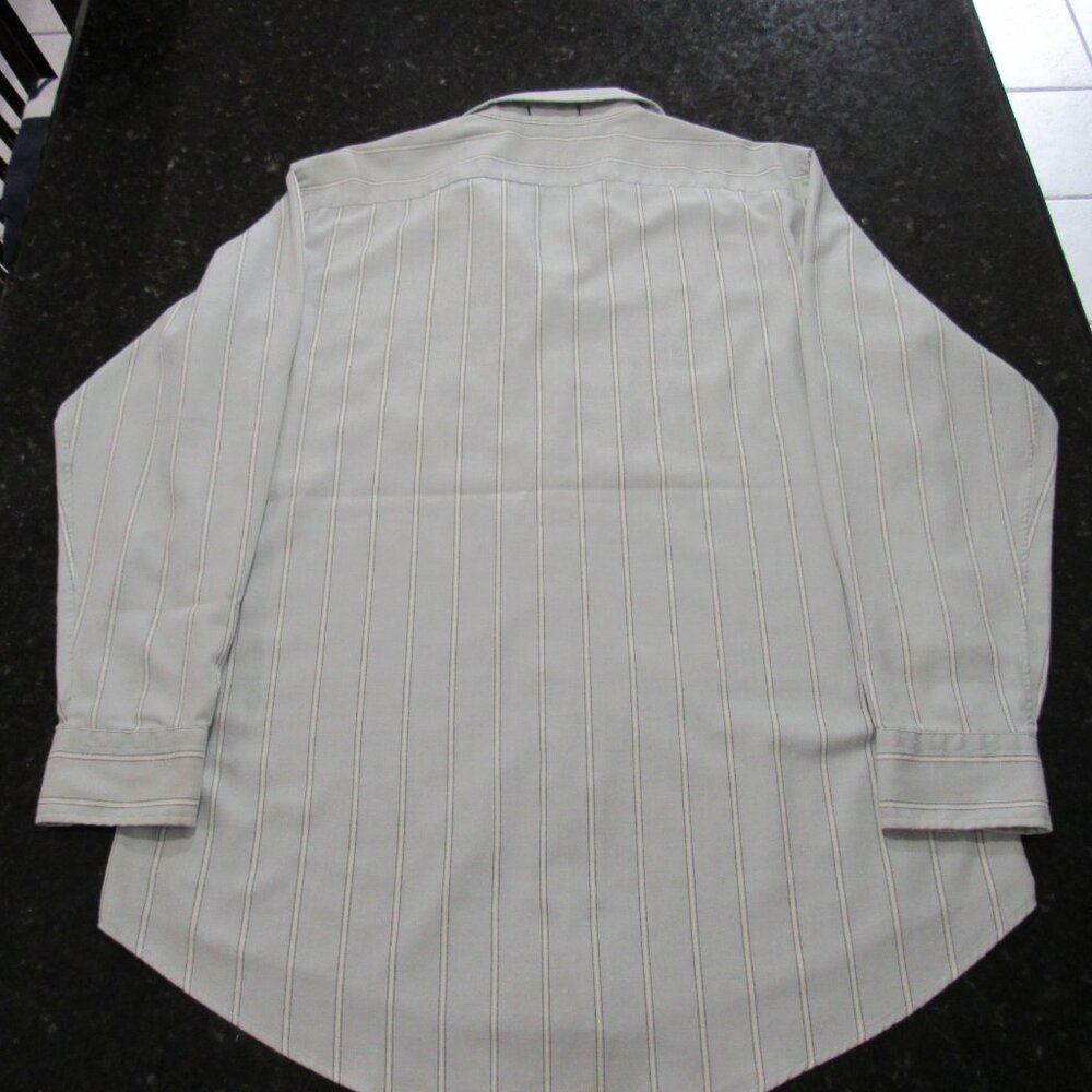 Christian Dior Men Button-up Dress shirt 16/32-33 Bluish Gray w/ White stripes - Picture 16 of 16
